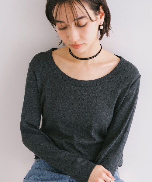 evernavy(エバーネイビー)の「テレコリブラウンドネックプルオーバー(Tシャツ/カットソー・レディース・グレー/チャコールグレー/ブラック/チョコ/ホワイト・M/L)」の22枚目の写真