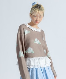 monepine（モネピネ）の「lace lace rose knit／レース薔薇ニット（ニット/セーター）」