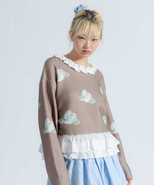 lace lace rose knit／レース薔薇ニット（ニット/セーター）｜monepine