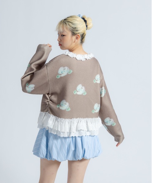 monepine(モネピネ)の「lace lace rose knit/レース薔薇ニット(ニット/セーター・レディース・アイボリー/ブラウン・FREE)」の14枚目の写真