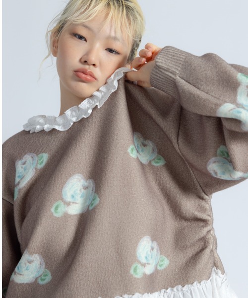 monepine(モネピネ)の「lace lace rose knit/レース薔薇ニット(ニット/セーター・レディース・アイボリー/ブラウン・FREE)」の11枚目の写真