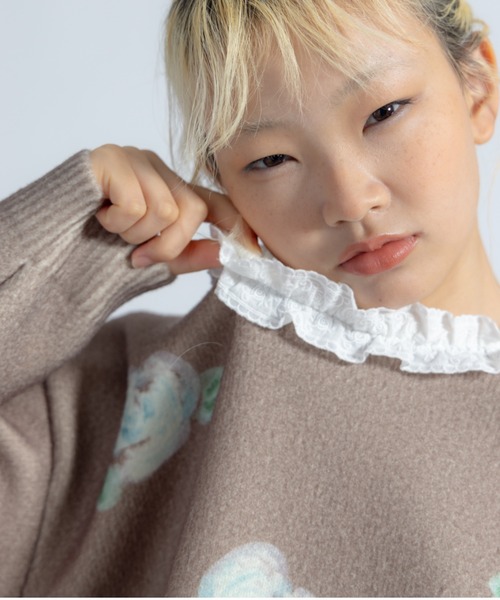 monepine(モネピネ)の「lace lace rose knit/レース薔薇ニット(ニット/セーター・レディース・アイボリー/ブラウン・FREE)」の13枚目の写真