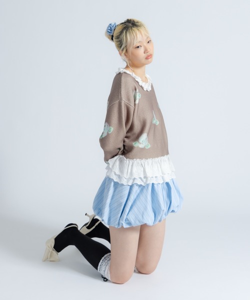 monepine(モネピネ)の「lace lace rose knit/レース薔薇ニット(ニット/セーター・レディース・アイボリー/ブラウン・FREE)」の16枚目の写真