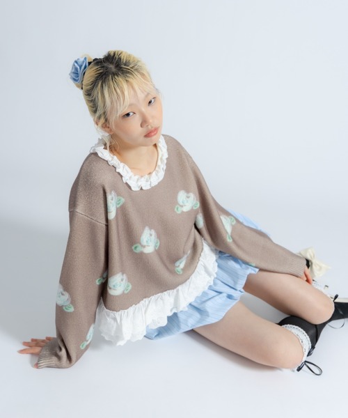 monepine(モネピネ)の「lace lace rose knit/レース薔薇ニット(ニット/セーター・レディース・アイボリー/ブラウン・FREE)」の12枚目の写真