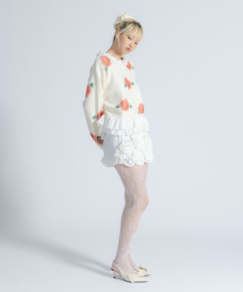 monepine(モネピネ)の「lace lace rose knit/レース薔薇ニット(ニット/セーター・レディース・アイボリー/ブラウン・FREE)」の8枚目の写真