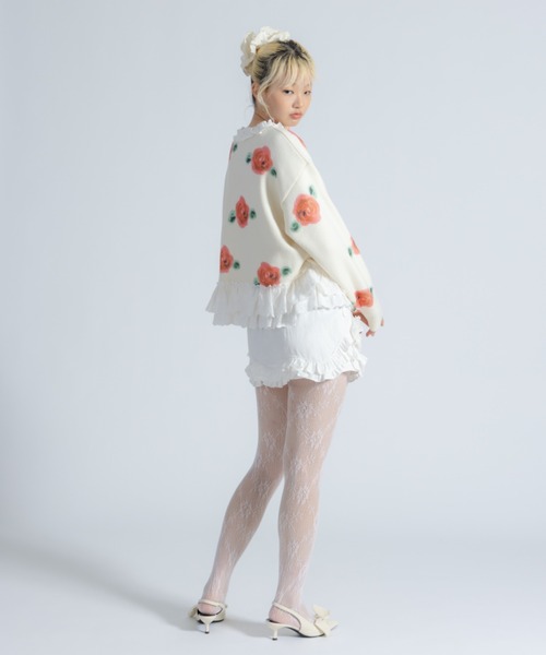 monepine(モネピネ)の「lace lace rose knit/レース薔薇ニット(ニット/セーター・レディース・アイボリー/ブラウン・FREE)」の9枚目の写真