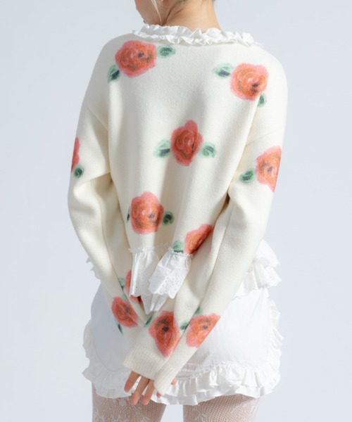 monepine(モネピネ)の「lace lace rose knit/レース薔薇ニット(ニット/セーター・レディース・アイボリー/ブラウン・FREE)」の7枚目の写真