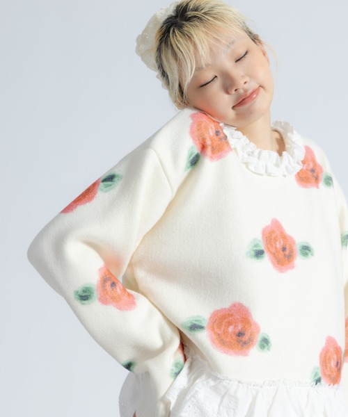 monepine(モネピネ)の「lace lace rose knit/レース薔薇ニット(ニット/セーター・レディース・アイボリー/ブラウン・FREE)」の5枚目の写真