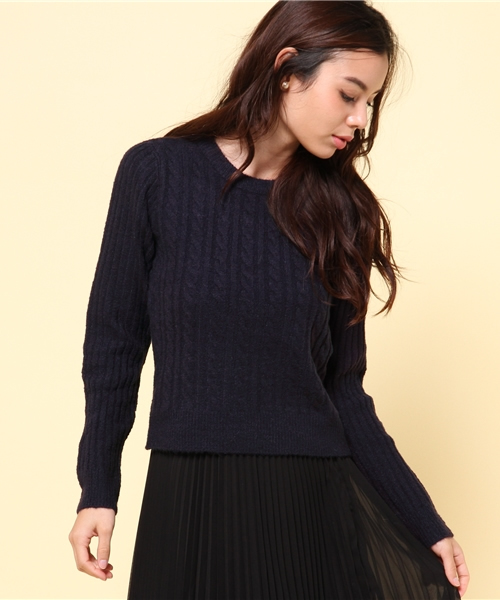 FREE'S MART(フリーズマート)の「起毛ケーブルニット(ニット/セーター・レディース・ピンク/グレー/ネイビー/ホワイト・FREE)」の1枚目の写真