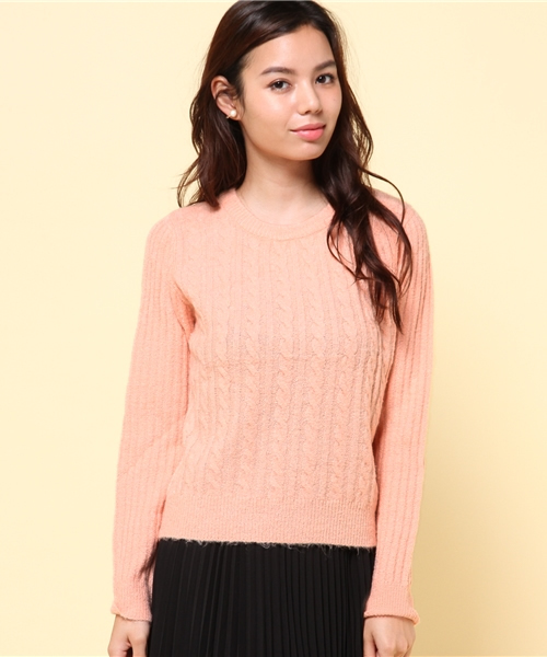 FREE'S MART(フリーズマート)の「起毛ケーブルニット(ニット/セーター・レディース・ピンク/グレー/ネイビー/ホワイト・FREE)」の4枚目の写真