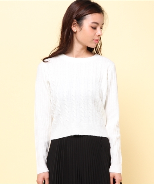 FREE'S MART(フリーズマート)の「起毛ケーブルニット(ニット/セーター・レディース・ピンク/グレー/ネイビー/ホワイト・FREE)」の5枚目の写真