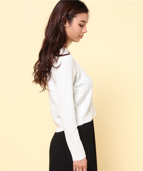 FREE'S MART(フリーズマート)の「起毛ケーブルニット(ニット/セーター・レディース・ピンク/グレー/ネイビー/ホワイト・FREE)」の6枚目の写真