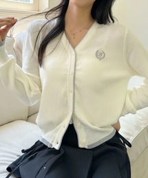 Vネック パイピング デザイン カーディガン