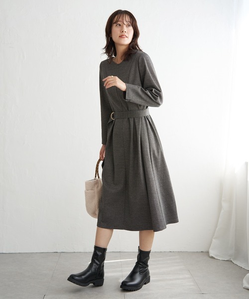 ikka(イッカ)の「カットジャガードワンピース(ワンピース・レディース・ブラック/ブラウン・S/M/L)」の9枚目の写真