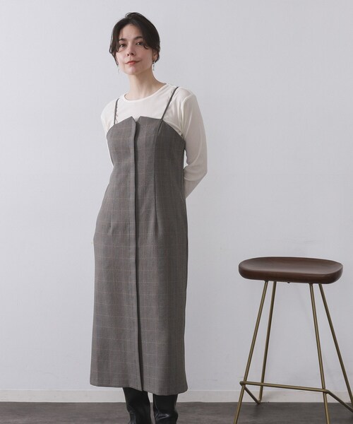 グレンチェックキャミワンピース/セットアップ対応可【洗濯機OK】