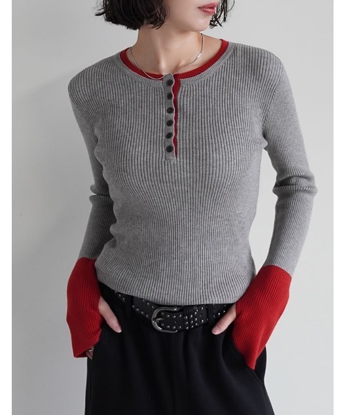 トップス BREATH WEAR MORE KNIT GREY セール】【2点セット】オリジナルレイヤードニットトップス／original