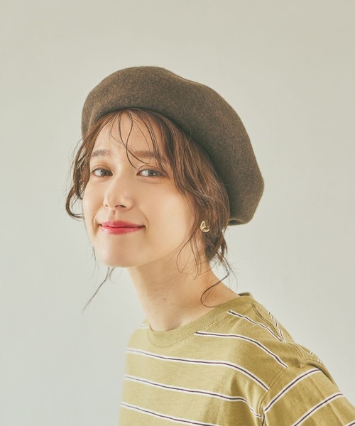 studio CLIP（スタディオクリップ）の「【抗菌防臭】洗えるウールベレー帽（ハンチング/ベレー帽・レディース・ブラック/アイボリー/グレー/レッド/ブラウン・FREE）」の3枚目の写真