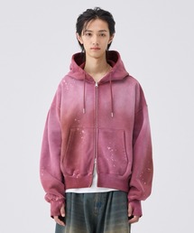soerte | Heavy weight double zip-up hoodie（decadent paint) /ヘビーウェイトダブルジップフーディー【短丈】(パーカー)