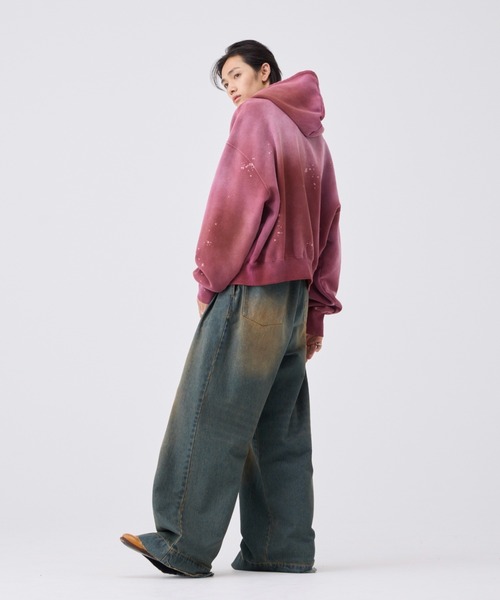 soerte（ソエルテ）の「Heavy weight double zip-up hoodie（decadent paint) /ヘビーウェイトダブルジップフーディー【短丈】（パーカー・メンズ・ブラック/ボルドー・1/3/2）」の16枚目の写真