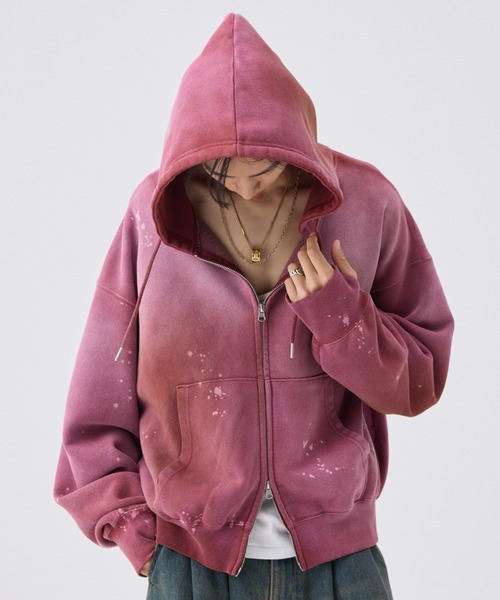 Heavy weight double zip-up hoodie（decadent paint) /ヘビーウェイト