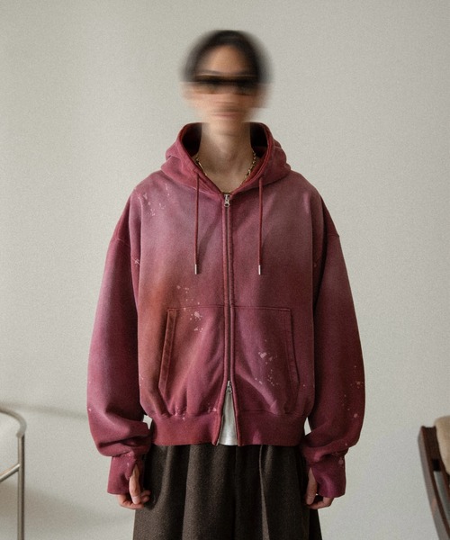 Heavy weight double zip-up hoodie（decadent paint) /ヘビーウェイト