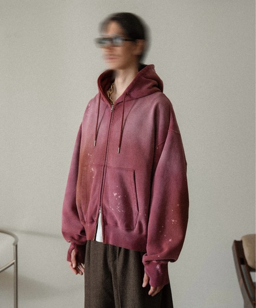 Heavy weight double zip-up hoodie（decadent paint) /ヘビーウェイト