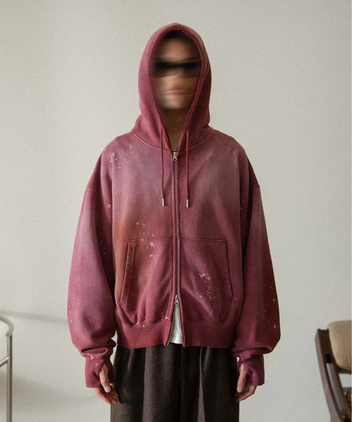 Heavy weight double zip-up hoodie（decadent paint) /ヘビーウェイト