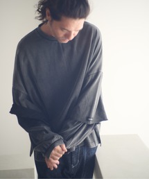 ADAMPATEK/wide boxcut layered long sleeve/ワイドボックスシルエットフェイクレイヤードロンT