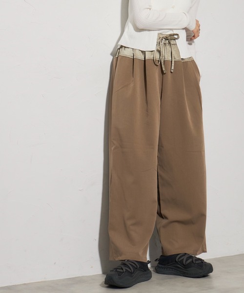 leimn(レイムン)の「サテン切り替えタックパンツ(その他パンツ・レディース・ブラック/ブラウン・M)」の18枚目の写真