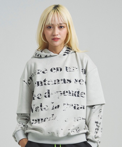 GALLIS ADDICTION（ガリスアディクション）の「GA SUEDE LAYERED LOGO HOODIE（パーカー・メンズ・ブラック/アイボリー・L/M）」の3枚目の写真