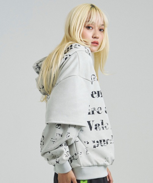 GALLIS ADDICTION（ガリスアディクション）の「GA SUEDE LAYERED LOGO HOODIE（パーカー・メンズ・ブラック/アイボリー・L/M）」の5枚目の写真