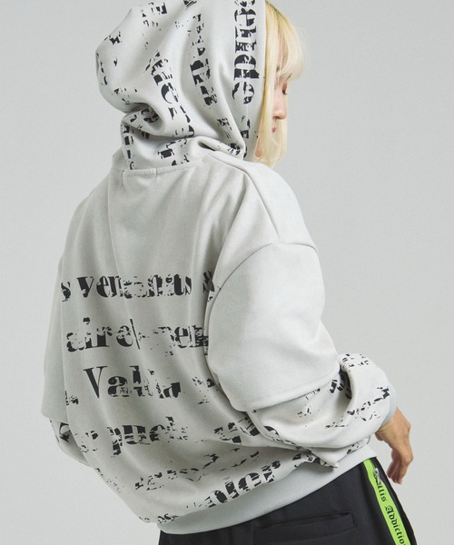 GALLIS ADDICTION（ガリスアディクション）の「GA SUEDE LAYERED LOGO HOODIE（パーカー・メンズ・ブラック/アイボリー・L/M）」の8枚目の写真