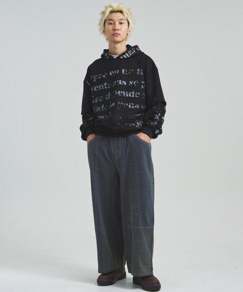 GALLIS ADDICTION（ガリスアディクション）の「GA SUEDE LAYERED LOGO HOODIE（パーカー・メンズ・ブラック/アイボリー・L/M）」の22枚目の写真