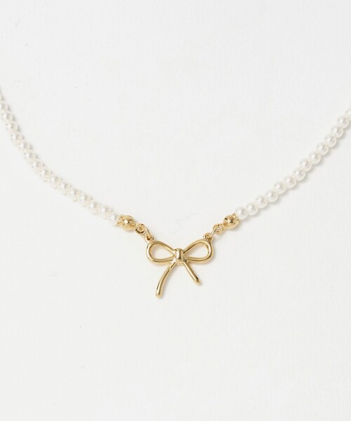 green label relaxing(グリーンレーベルリラクシング)の「<MILK×SODA>リボン ネックレス(ネックレス・キッズ・シルバー/ゴールド・FREE)」の3枚目の写真