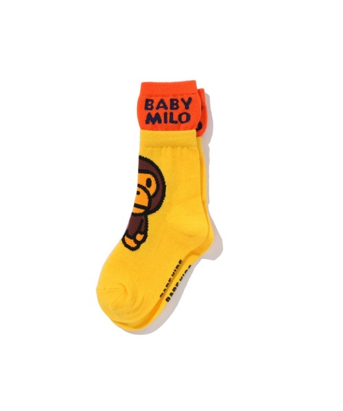 A BATHING APE(アベイシングエイプ)の「BABY MILO LAYERED SOCKS(ソックス/靴下・キッズ・ブラック/イエロー/ブルー・SMALL/LARGE/MEDIUM)」の2枚目の写真