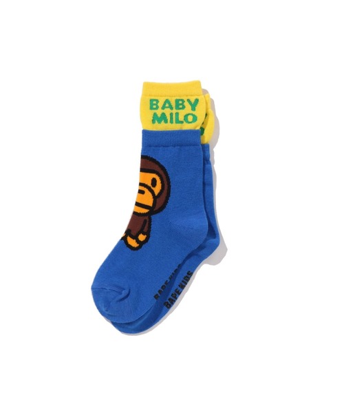 A BATHING APE(アベイシングエイプ)の「BABY MILO LAYERED SOCKS(ソックス/靴下・キッズ・ブラック/イエロー/ブルー・SMALL/LARGE/MEDIUM)」の3枚目の写真