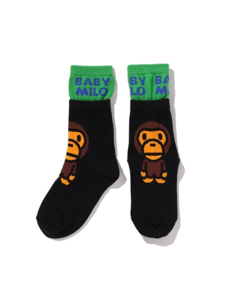 A BATHING APE(アベイシングエイプ)の「BABY MILO LAYERED SOCKS(ソックス/靴下・キッズ・ブラック/イエロー/ブルー・SMALL/LARGE/MEDIUM)」の6枚目の写真
