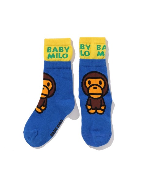 A BATHING APE(アベイシングエイプ)の「BABY MILO LAYERED SOCKS(ソックス/靴下・キッズ・ブラック/イエロー/ブルー・SMALL/LARGE/MEDIUM)」の4枚目の写真