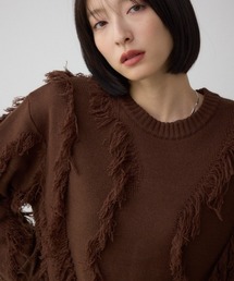 フリンジデザインニットトップス