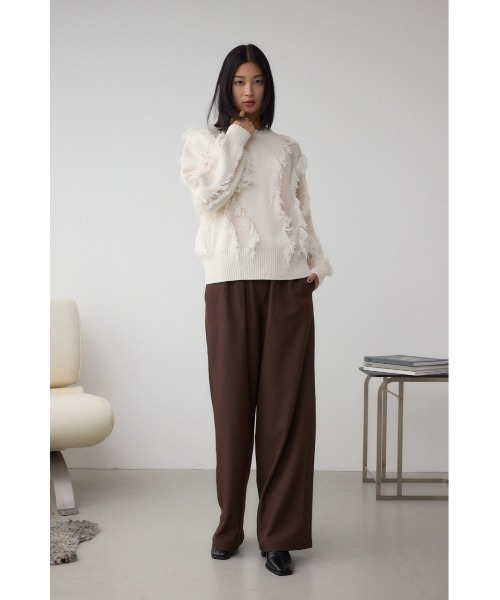 AZUL by moussy（アズールバイマウジー）の「フリンジデザインニットトップス（ニット/セーター・レディース・アイボリー/チャコールグレー/ブラウン/ボルドー・FREE）」の8枚目の写真