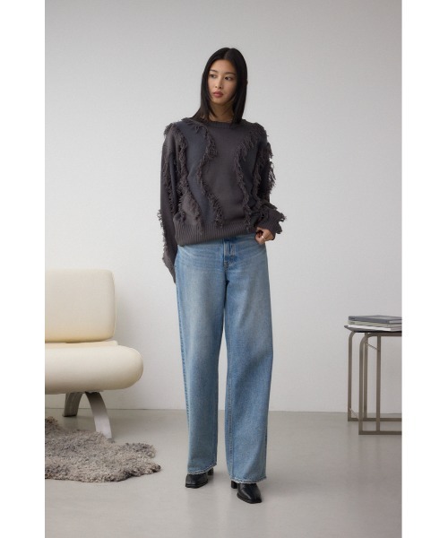 AZUL by moussy（アズールバイマウジー）の「フリンジデザインニットトップス（ニット/セーター・レディース・アイボリー/チャコールグレー/ブラウン/ボルドー・FREE）」の19枚目の写真