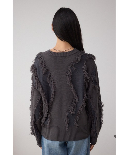 AZUL by moussy（アズールバイマウジー）の「フリンジデザインニットトップス（ニット/セーター・レディース・アイボリー/チャコールグレー/ブラウン/ボルドー・FREE）」の22枚目の写真