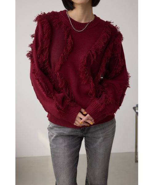 セール】フリンジデザインニットトップス（ニット/セーター）｜AZUL BY