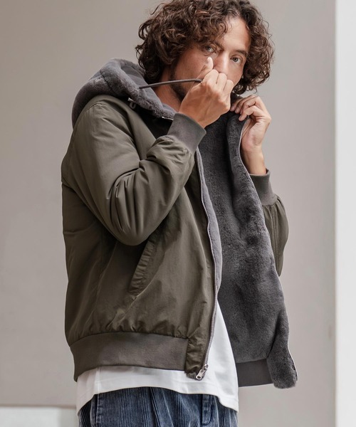 CAMBIO(カンビオ)の「mj11214-ファー×ナイロンリバーシブルブルゾン(ブルゾン・メンズ・ブラック×ブラック/チャコール・M/L/XL)」の8枚目の写真