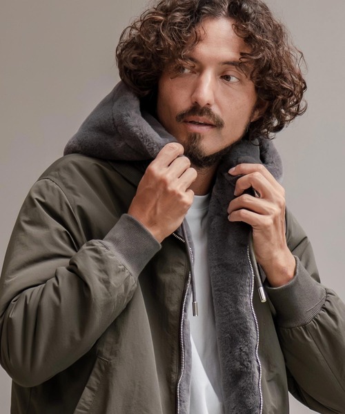 CAMBIO(カンビオ)の「mj11214-ファー×ナイロンリバーシブルブルゾン(ブルゾン・メンズ・ブラック×ブラック/チャコール・M/L/XL)」の6枚目の写真