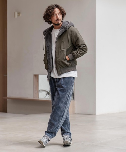 CAMBIO(カンビオ)の「mj11214-ファー×ナイロンリバーシブルブルゾン(ブルゾン・メンズ・ブラック×ブラック/チャコール・M/L/XL)」の10枚目の写真