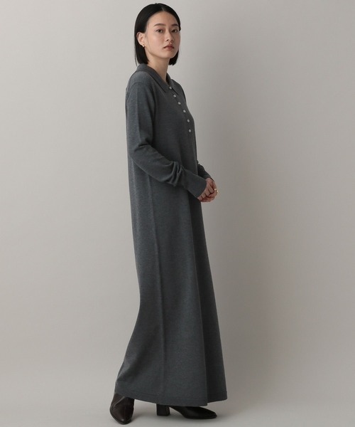 A part by(アパートバイ)の「ポロニットワンピース(ワンピース・レディース・ブラック/チャコールグレー/ボルドー/ライトグレー/ブルー・FREE)」の3枚目の写真