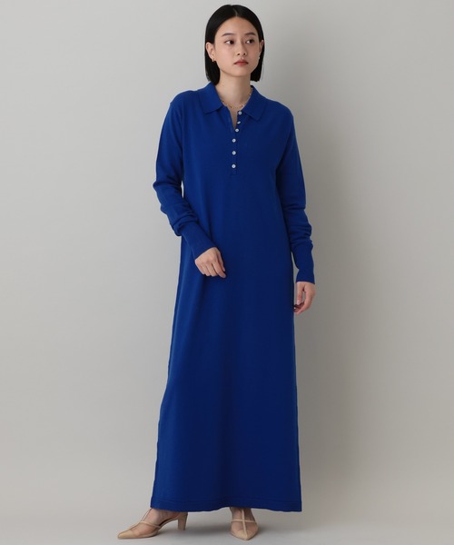 A part by(アパートバイ)の「ポロニットワンピース(ワンピース・レディース・ブラック/チャコールグレー/ボルドー/ライトグレー/ブルー・FREE)」の1枚目の写真