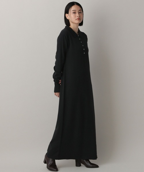 A part by(アパートバイ)の「ポロニットワンピース(ワンピース・レディース・ブラック/チャコールグレー/ボルドー/ライトグレー/ブルー・FREE)」の2枚目の写真