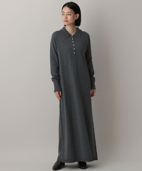 A part by(アパートバイ)の「ポロニットワンピース(ワンピース・レディース・ブラック/チャコールグレー/ボルドー/ライトグレー/ブルー・FREE)」の19枚目の写真